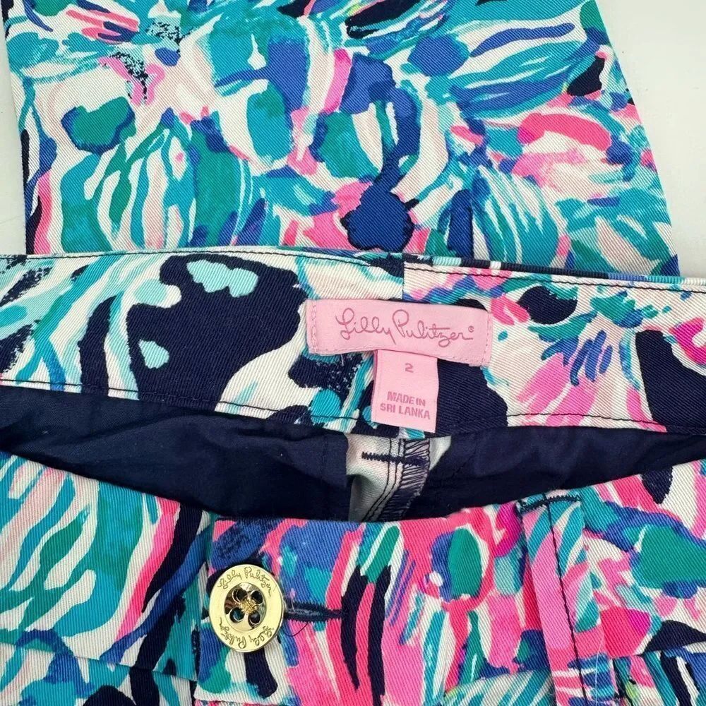 Lilly Pulitzer Callahan Chino Bright Navy Caught Up Pants Size 2 - Picture 5 of 10